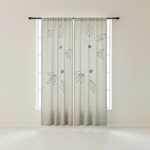 Sage green embroidered Floral Curtain Panel - Home Accents